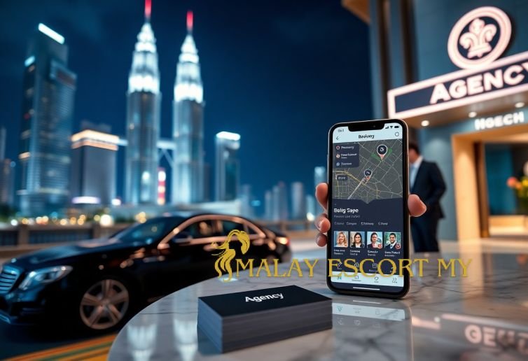 Real estate app on a phone with the Kuala Lumpur skyline and Agency office.