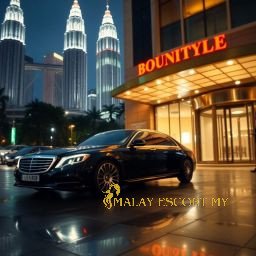 Luxury car parked outside the Bountytle hotel in Kuala Lumpur, with the Petronas Towers in the background.